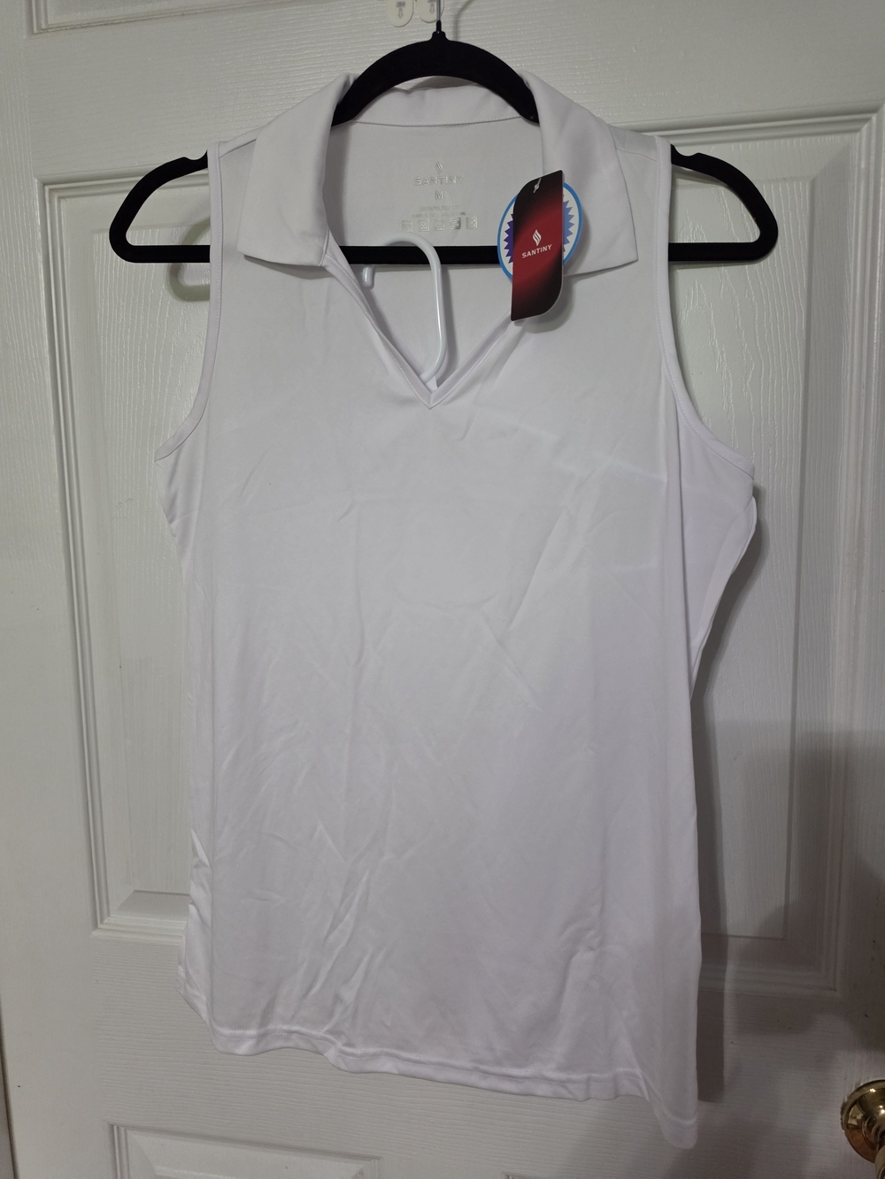 Sleeveless Collared Tank Top - White